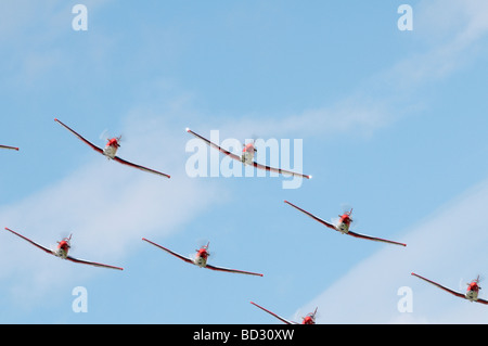 Fairford Airshow Sonntag 2009 Pilatus NCPC-7 Turbotrainer PC 7 Team Pilotenschule Swiss Air Force Stockfoto