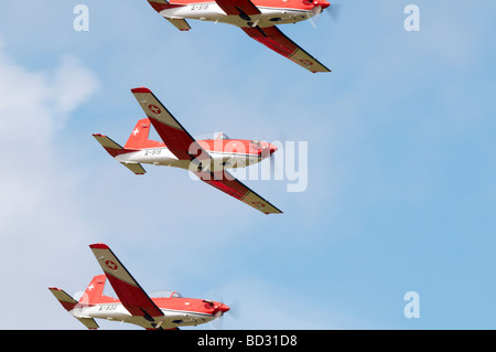 Fairford Airshow Sonntag 2009 Pilatus NCPC-7 Turbotrainer PC 7 Team Pilotenschule Swiss Air Force Stockfoto