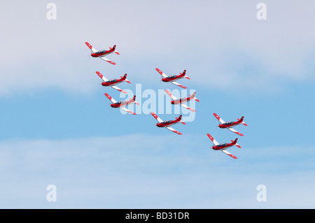 Fairford Airshow Sonntag 2009 Pilatus NCPC-7 Turbotrainer PC 7 Team Pilotenschule Swiss Air Force Stockfoto