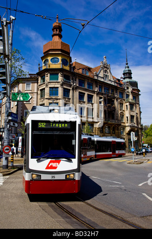 Trogener Bahn s-Bahn durch die Straßen von St. Gallen Schweiz Stockfoto