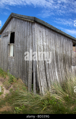 Alte Holzhütte am Beadnell Hafen, Northumberland, Nordost England, UK Stockfoto