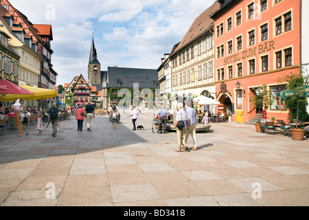 Markt, Quedlinburg, Sachsen Anhalt, Deutschland Stockfoto