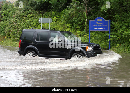 Hochwasser im Dorf Cheddar, 23. Juli 2009 Stockfoto