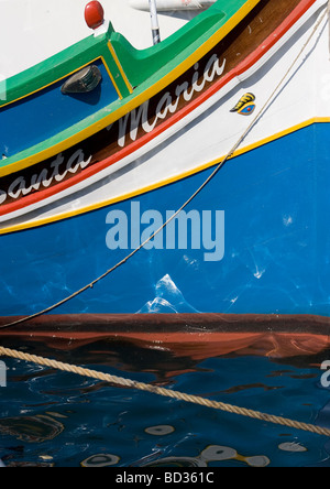 Santa Maria, Detail des maltesischen Boot, genommen in der Hauptstadt von Malta, Valletta Stockfoto