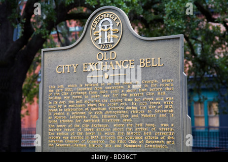 Geschichte-Plakette im Emmet Park Savannah Georgia USA Stockfoto
