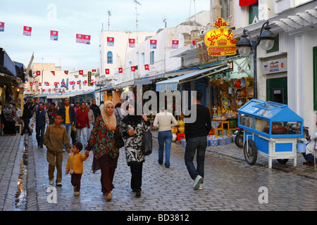 Shopping Street, Hammamet, Tunesien, Nordafrika Stockfoto