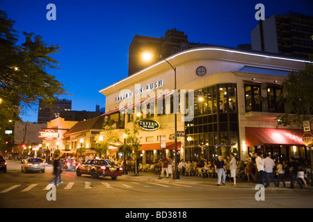 Nachtleben auf Rush Street Teil von Gold Coast Chicago Illinois Stockfoto