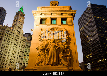 Michigan Avenue Bridge und Wrigley Building Chicago Illinois Stockfoto