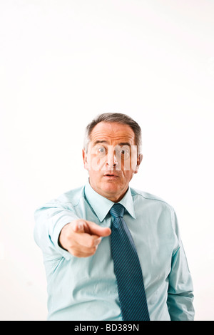 Manager mit dem Zeigefinger nach vorne zeigen Stockfoto