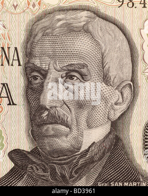 Jose de San Martin auf 50 Pesos 1976-Banknote aus Argentinien Stockfoto