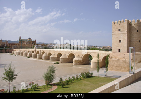 Die römische Brücke über den Fluss Guadalquivir, Cordoba, Provinz Córdoba, Andalusien, Spanien Stockfoto