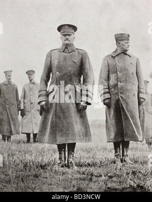 Amerikanische Ersten Weltkrieg Generäle, John Joseph Black Jack Pershing Center und Hunter Ligget rechts. Stockfoto