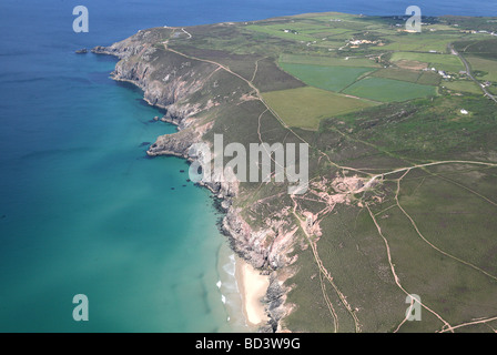 Luftbild der Wheal Coates Towanroath Maschinenhaus St Agnes Cornwall UK Stockfoto