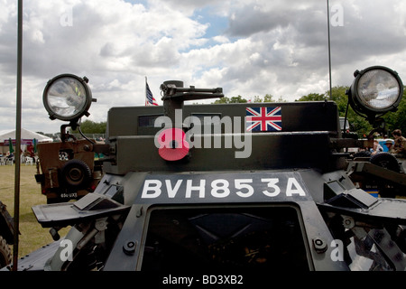 Gepanzerte Militärfahrzeuge werden am Colchester militärische Festival in Colchester, Essex, England angezeigt. Stockfoto