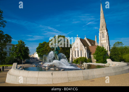 St. Alban-Kirche und Gefion Springbrunnen Kastellet in Kopenhagen-Dänemark-Europa Stockfoto