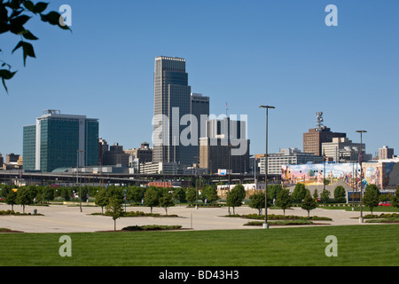 Skyline von Omaha Nebraska Stockfoto