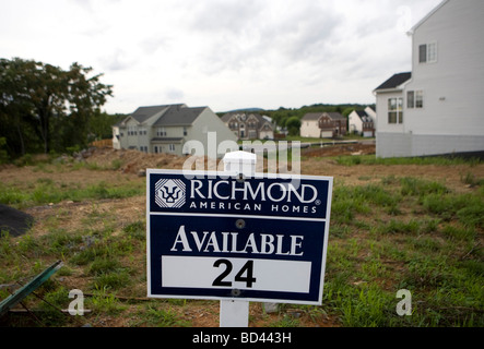 31. Juli 2009 – Winchester, Virginia – Wohnsiedlung Bau- und Einheiten zum Verkauf in eine nördliche Virginia Gehäuse Kom Stockfoto