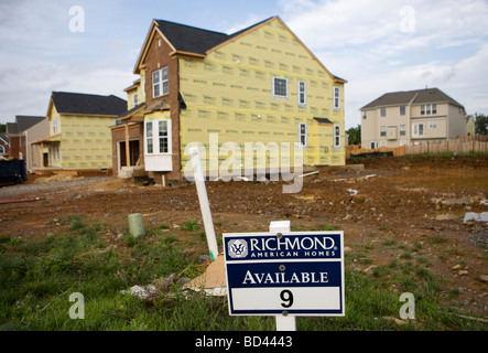 31. Juli 2009 – Winchester, Virginia – Wohnsiedlung Bau- und Einheiten zum Verkauf in eine nördliche Virginia Gehäuse Kom Stockfoto