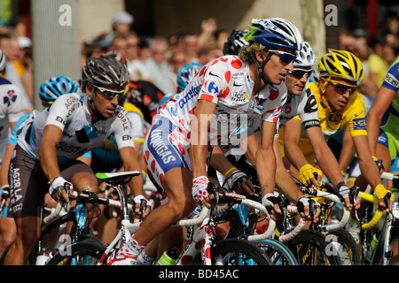 Franco Pellizotti: Endphase des 2009 Tour de France, Champs Élysées, Paris, Frankreich. Stockfoto