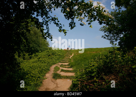 Nach oben an die Spitze des Parliament Hill, Hampstead Heath, Hampstead, London, UK Stockfoto