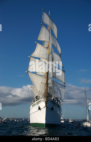 Die mexikanische drei Masten Viermastbark Cuauhtemoc, Funchal 500 Tall Schiffe Race 2008, Falmouth, Cornwall, UK Stockfoto