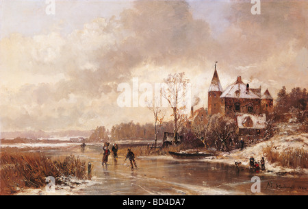 Bildende Kunst, Stademann, Adolf (1824-1895), Malerei "Erinnerungsbild" (Winterlandschaft), ca. 1894, Privatsammlung, Mu Stockfoto
