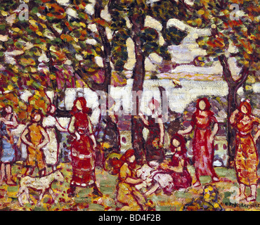 Bildende Kunst, Prendergast, Maurice (1859-1924), Malerei, "Herbst", Öl auf Leinwand, im Freien, En Plein Air, Neo-WiFi Stockfoto