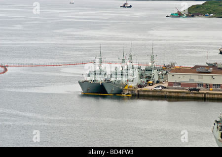 Schiffe angedockt an CFB, Canadian Forces Base Halifax, Nova Scotia, Kanada Stockfoto