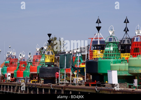 Navigation-Bojen Docks im Hafen von Vlissingen Stockfoto