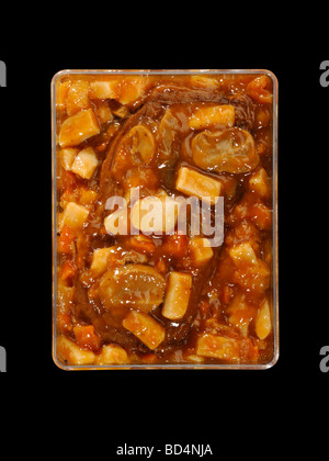 Ein Kunststoffbehälter mit militärischen Lebensmittel rationiert, vegetarische Schmorbraten Stockfoto