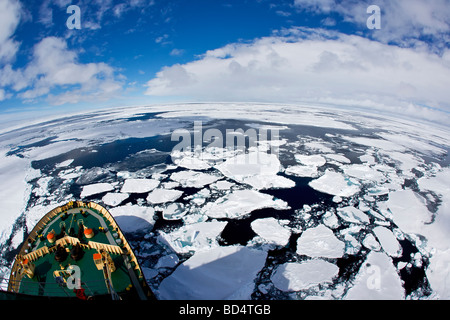 Eisbrecher Kapitan Khlebnikov im Packeis aufs Lasarew, Antarktis Stockfoto