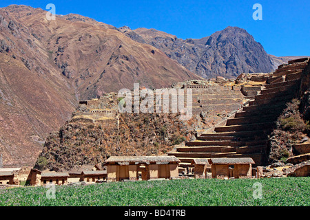 Inkaruinen von Ollantaytambo, Peru, Südamerika Stockfoto