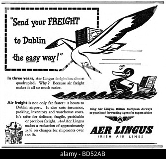 Aer Lingus Air Freight Anzeige von 1951 Stockfoto