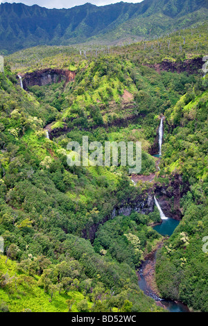 Kahili fällt fünf Schwestern fällt Kauai Hawaii Stockfoto