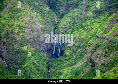 Wasserfälle aus der Luft Kauai Hawaii Stockfoto