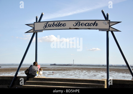 Jubilee Strand Zeichen, The Promenade, Southend-on-Sea, Essex, England, Vereinigtes Königreich Stockfoto