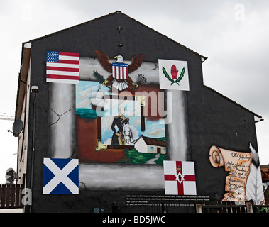 Loyallist Wandbild im Shankill Bereich West Belfast, Andrew Jackson, 7. Präsident der USA darstellen. Stockfoto