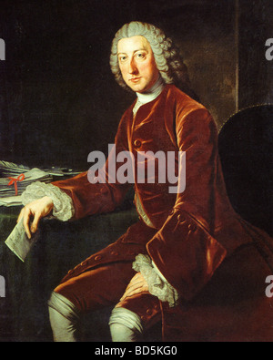 WILLIAM PITT, Ist Earl of Chatham - britische Whig Staatsmann aka William Pitt dem älteren in einem Stich aus dem 18. Jahrhundert Stockfoto