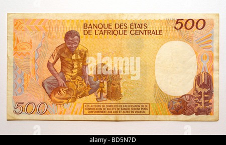 Republik Tschad 500 fünf hundert Franken Banknote.  Zentralafrikanische Staaten. République du Tchad Stockfoto