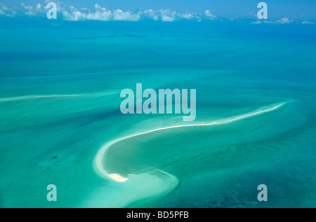 Sandbank in flachen Meeren von Grand Bahama Bank Luftbild nördlich von Exuma in die Bahama Inseln BEAN AL Pix 0114 Stockfoto