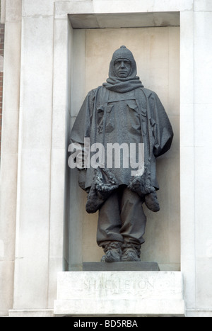 Statue von Sir Ernest Henry Shackleton außerhalb der Londoner Zentrale von der Royal Geographical Society Stockfoto