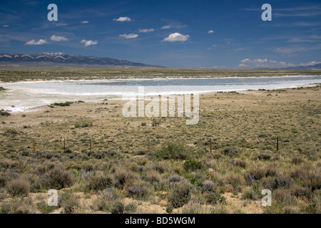 Alkalisches Salz Verdampfung Teich nördlich von Rawlins Wyoming USA Stockfoto