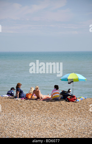 Strand Blick, Hythe, Kent, England, Vereinigtes Königreich Stockfoto