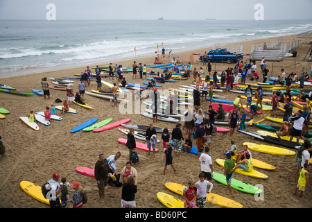 Paddleboard Rennen Anfang der Manhattan Beach Pier Los Angeles County International Surf Festival 2009 Stockfoto