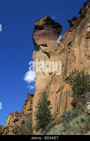 Blick Affe Gesicht Rock Turmspitze in Smith Rock State Park Stockfoto