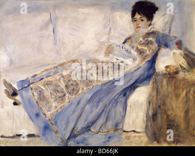 Bildende Kunst, Renoir, Auguste (1841-1919), "Madame Monet", Öl auf Leinwand, 1872, Sammlung Gulbenkian, Lissabon, Impressionismus