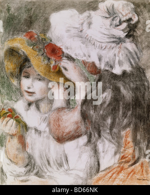 Farbe der bildenden Künste, Renoir, Auguste (1841-1919), Grafik, "Merken-Up-Hut", Lithographie, 1898, Saarlandmuseums, Saarbrücken,