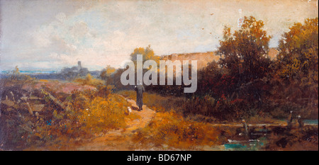 Bildende Kunst, Spitzweg, Carl (1808 – 1885), Malerei, The Walk, Museum St. Gallen, Schweiz, Karl, Deutsch, Biedermeier, 19. Cen Stockfoto