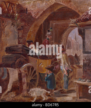 Bildende Kunst, Spitzweg, Carl (1808 – 1885), Malerei, The Stage Coach Lower Saxon State Museum, Hannover, Deutschland, Karl, Deutsch Bi Stockfoto