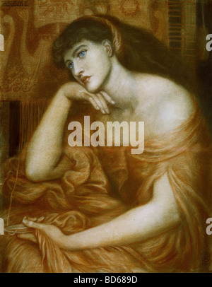 Bildende Kunst, Rossetti, Dante Gabriel (1828-1882), Malerei, "Penelope", Öl auf Leinwand, 1869, Symbolik, Präraffaeliten, Griechisch Stockfoto